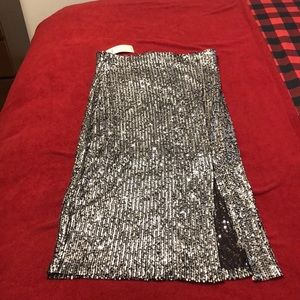 Black with silver sequins pencil skirt